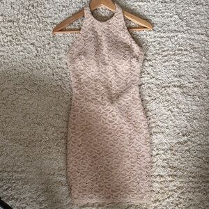 Elegant Lace & Sequin Halter Dress